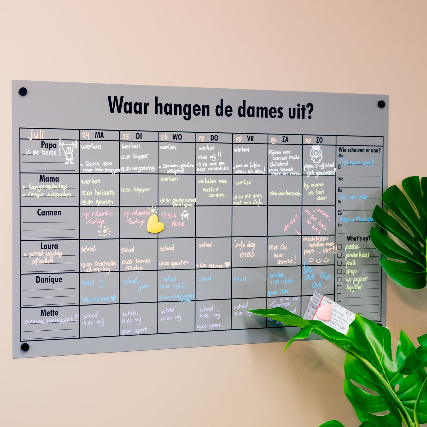 Planificateur hebdomadaire magnétique (1 à 6 personnes)