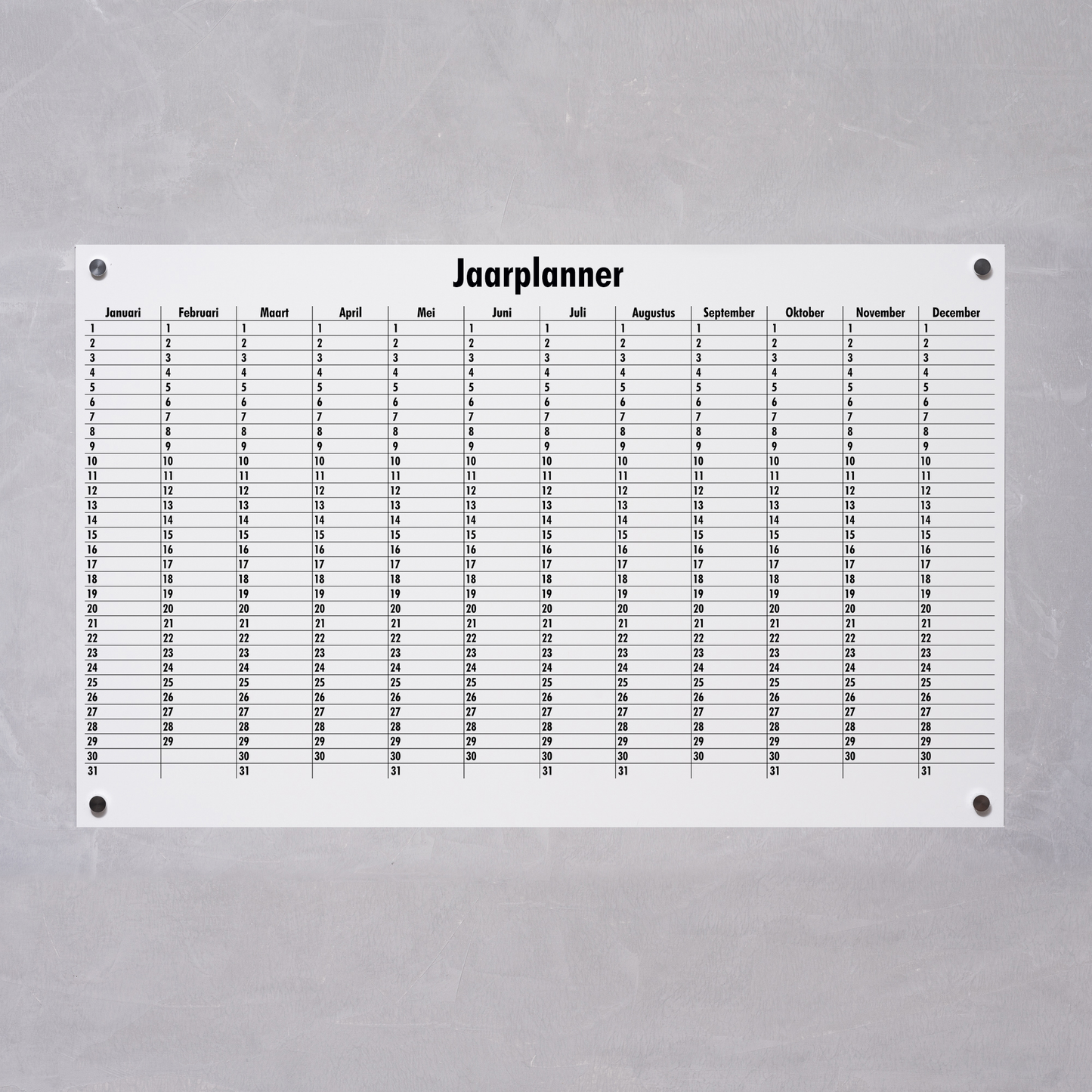 Planificateur annuel magnétique