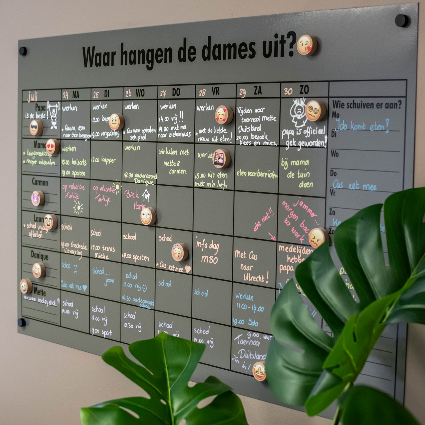 Planificateur hebdomadaire magnétique (1 à 6 personnes)