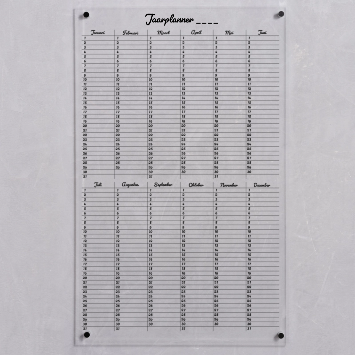 Planificateur annuel vertical