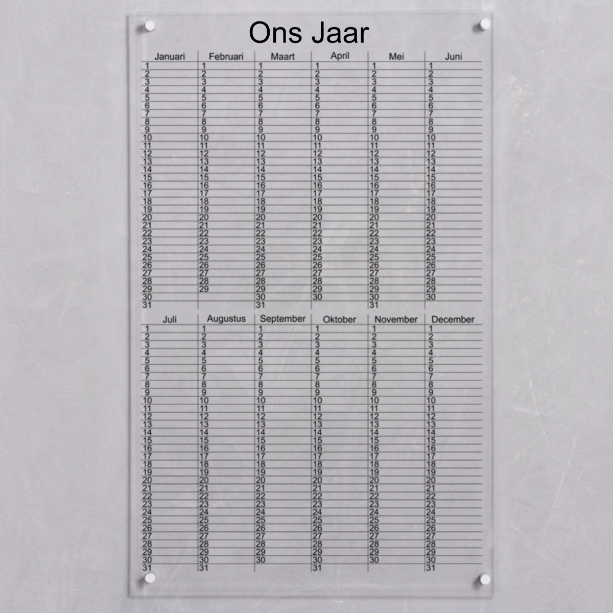 Planificateur annuel vertical