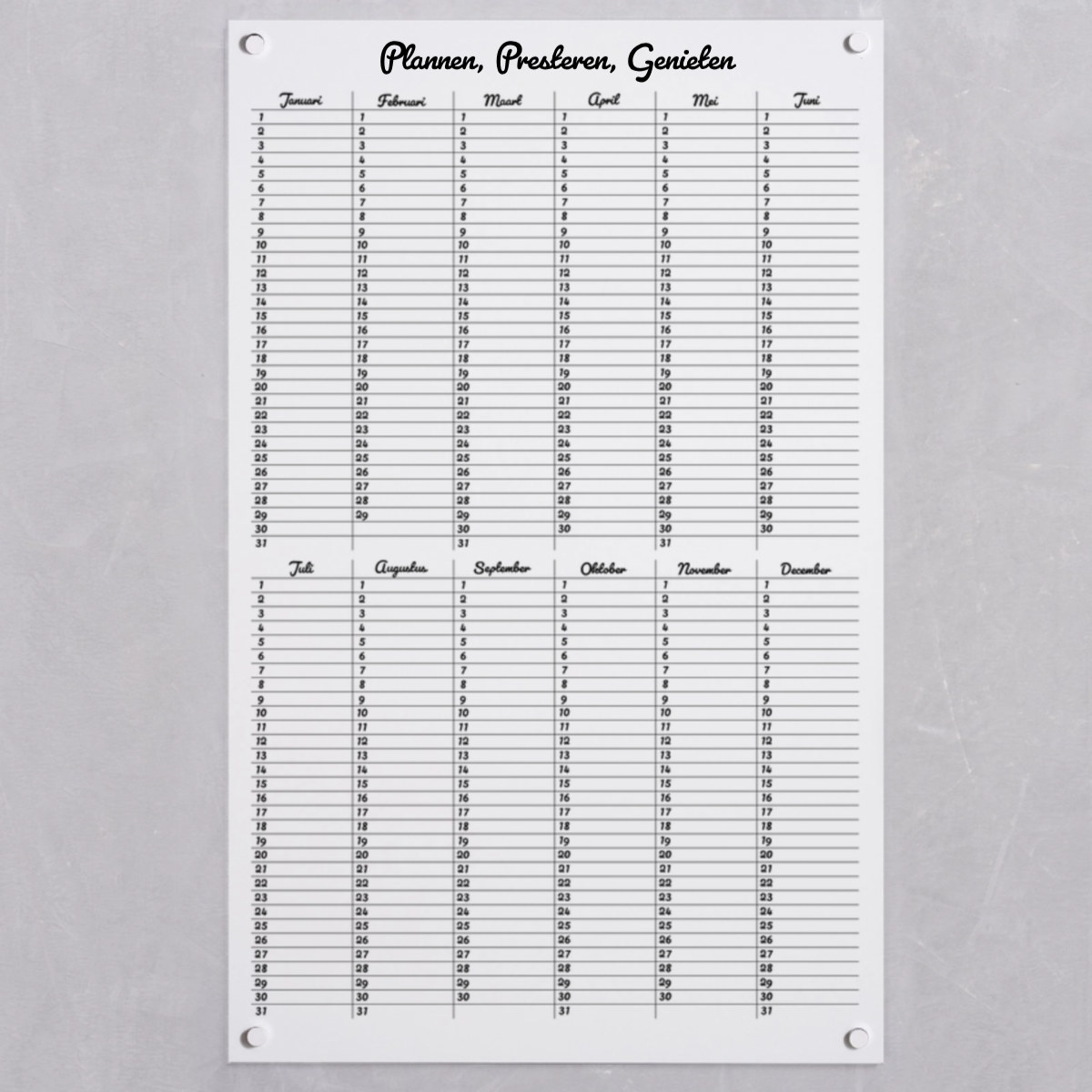 Planificateur annuel vertical magnétique
