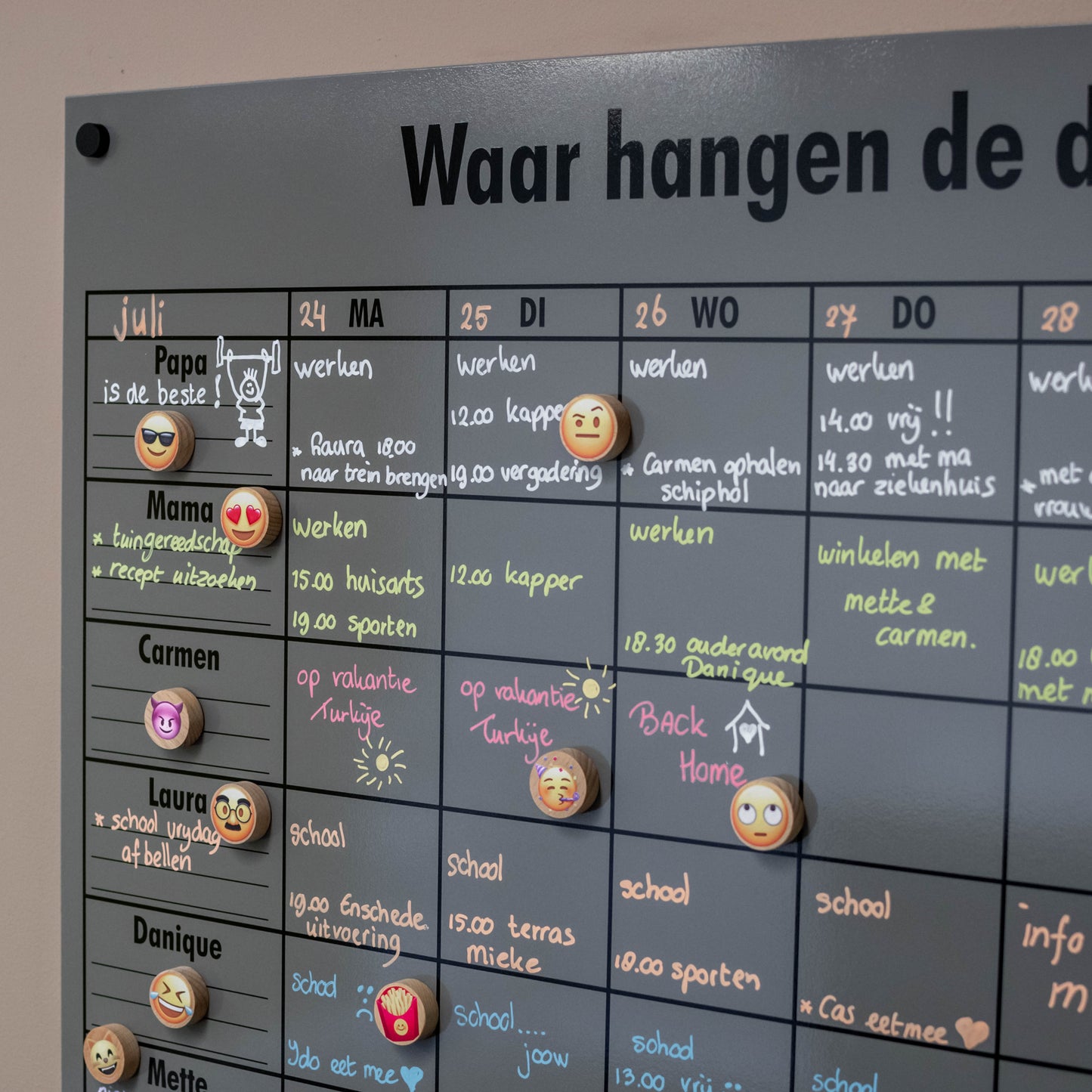 Houten magneet met emoji