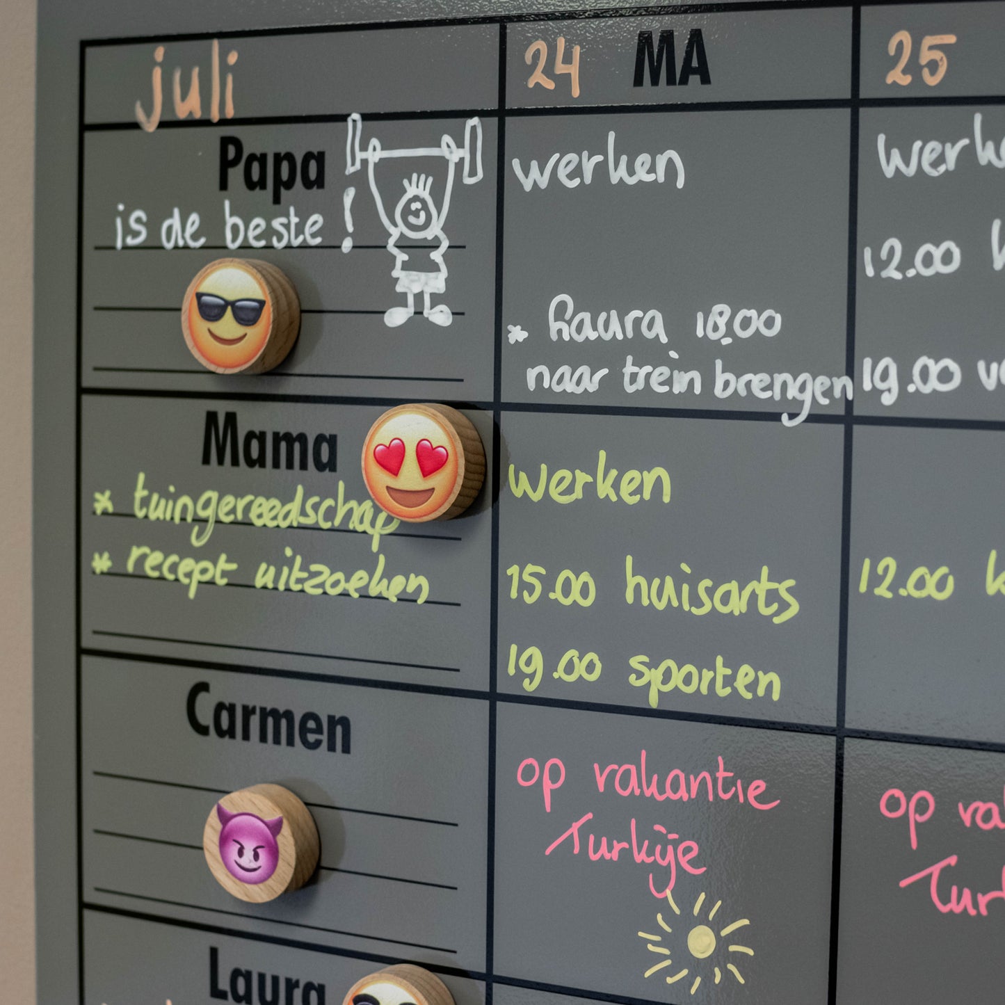 Houten magneet met emoji